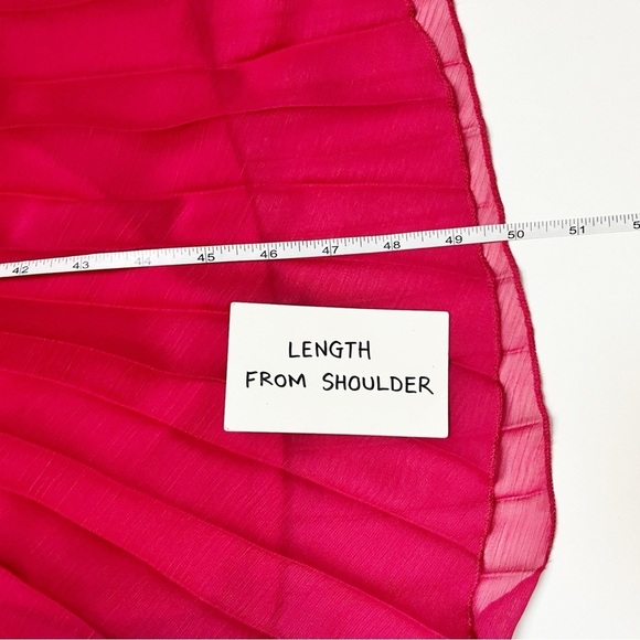 ZARA Pleated Midi Dress Large Fuchsia pink solid long sleeve flowy twist front - Picture 10 of 14